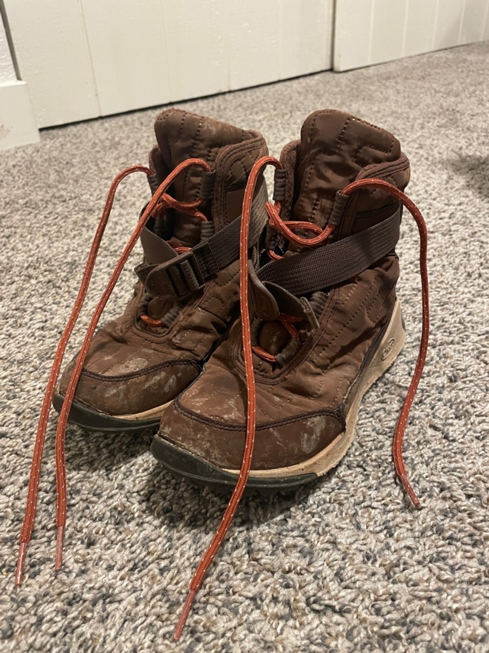 Chaco Brown Women’s  Boots with Orange Laces